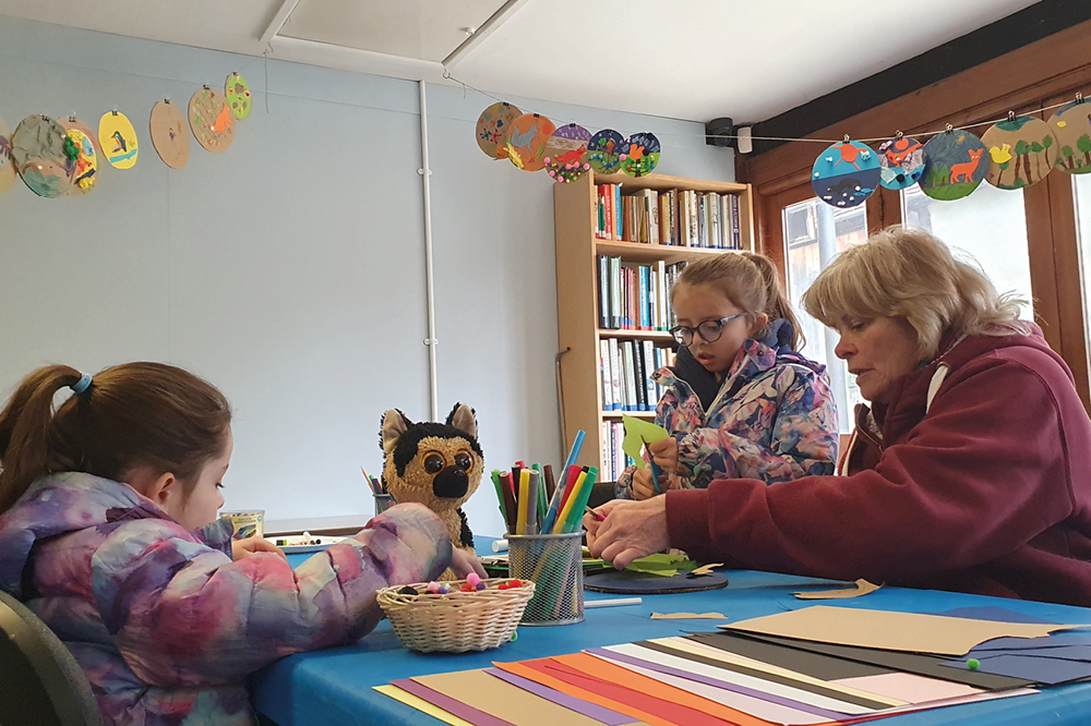 Two children take part in crafts