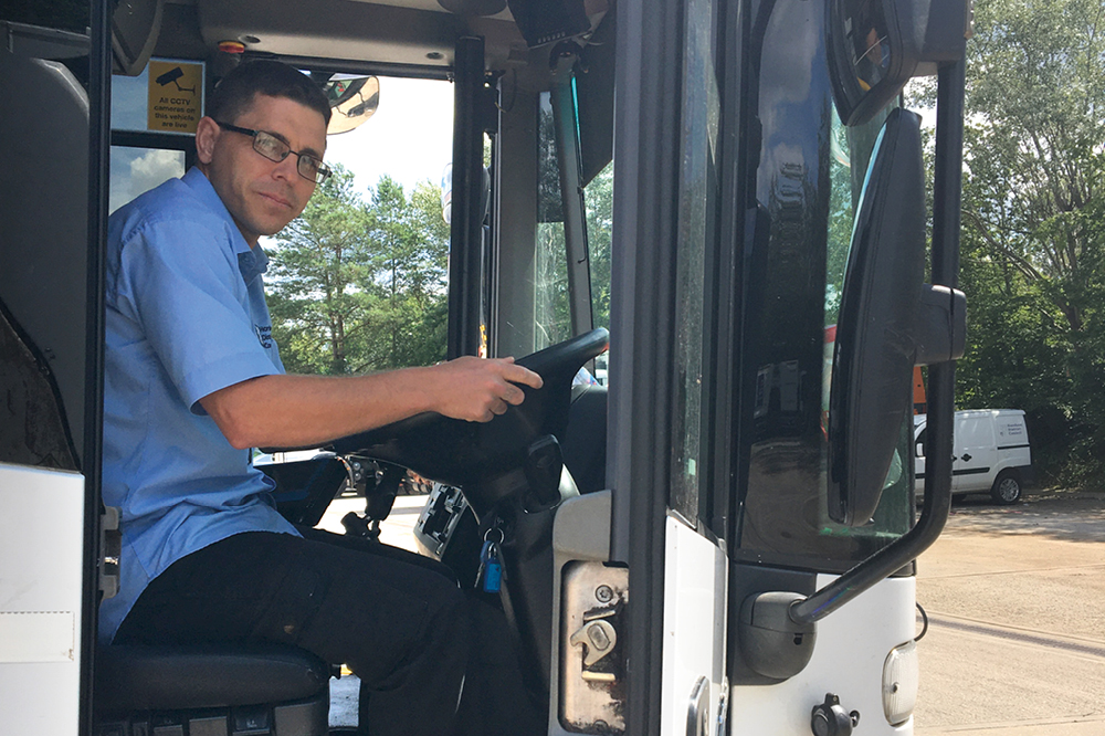 an HGV driver in his truck