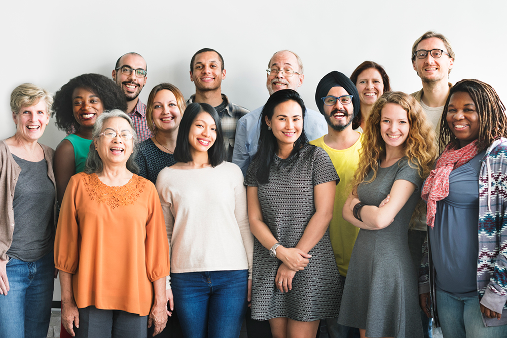 A group of smiling happy people