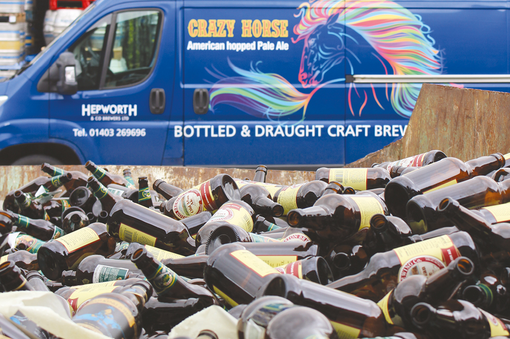 Hepworth brewery van and bottles