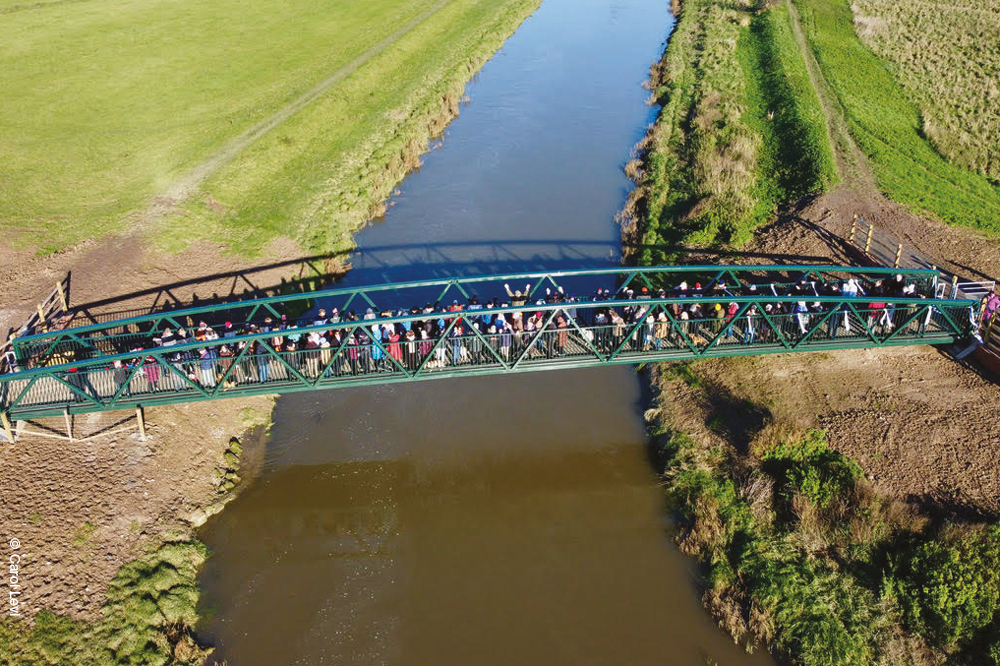 Carol Levi aerial image of the new white bridge in Bramber