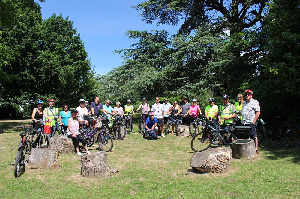 Cyclists set off from Poet's Corner Horsham Park