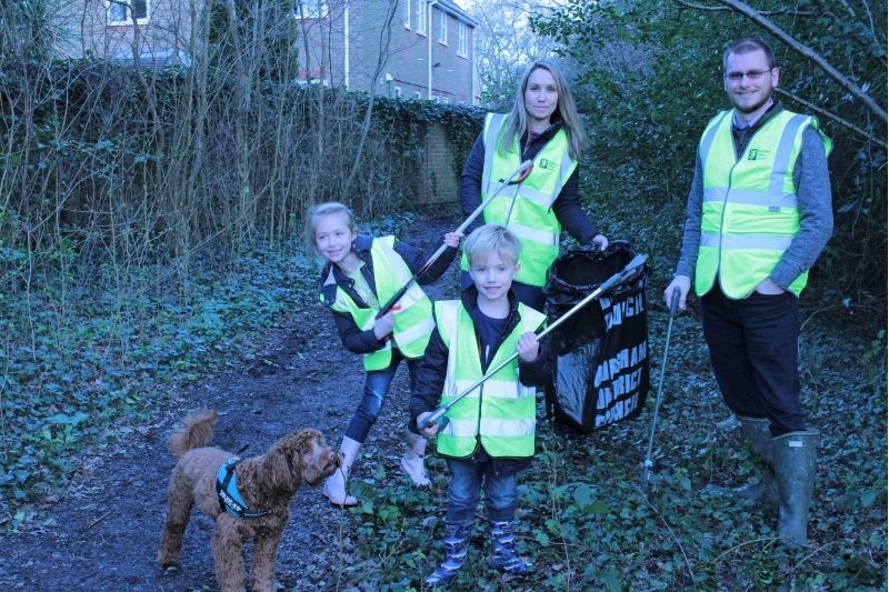 Adam, Olgi, Freya and Jacob with dog Ruby