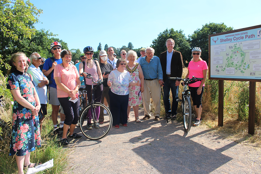 Cyclists at the end of the new Shelley Cycle Path