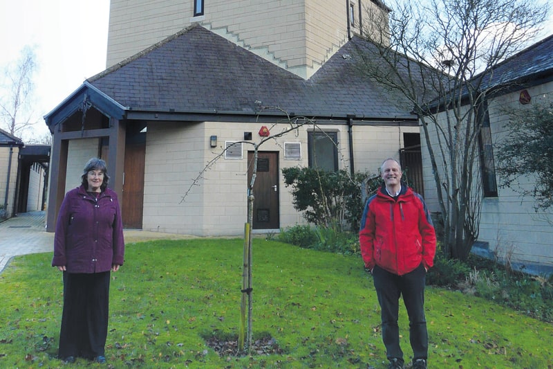 Revd Dr Richard Coldicott, Vicar of St. Mark’s, Parish of Holbrook and Karen Park, St. Mark's Eco Church Champion outside St. Mark's Church