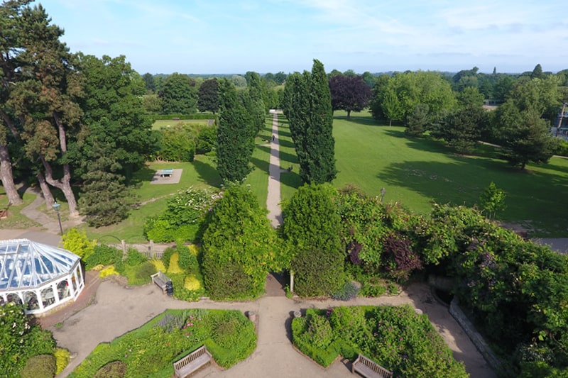 An aerial shot of Horsham Park