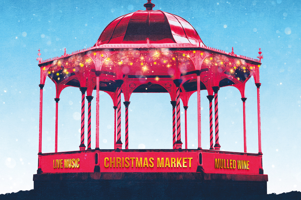 Horsham bandstand with Christmas market on it