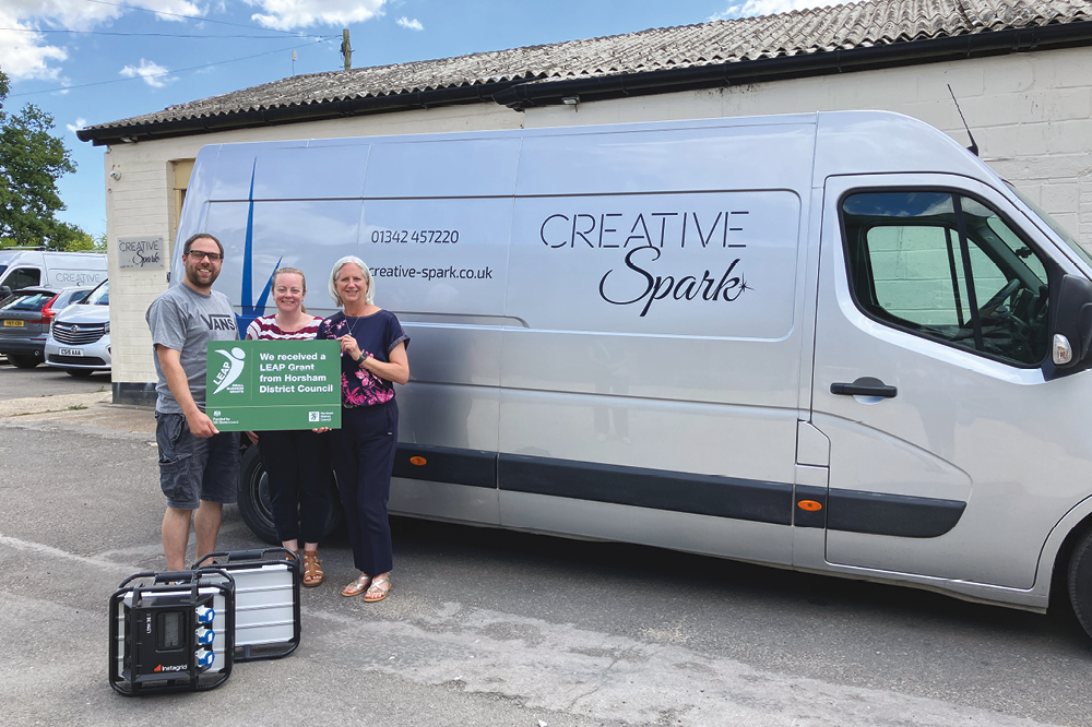 Creative Spark Green LEAP recipients with their branded van.