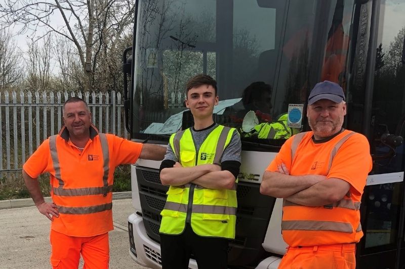 Digital marketing officer George (centre) redeployed to work on waste collection