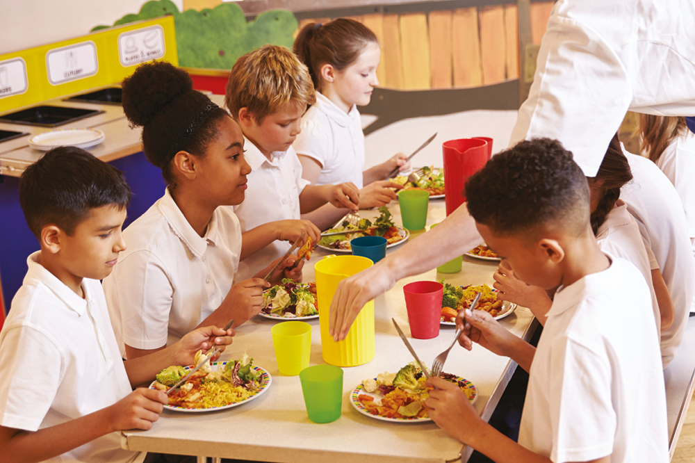 Children eating a school meal