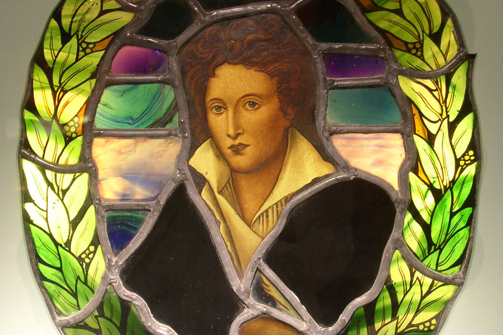 Stained glass portrait of Percy Bysshe Shelley