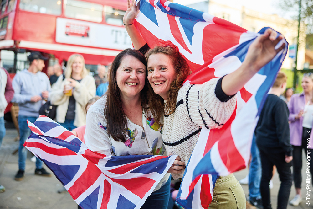 Two women with union flags